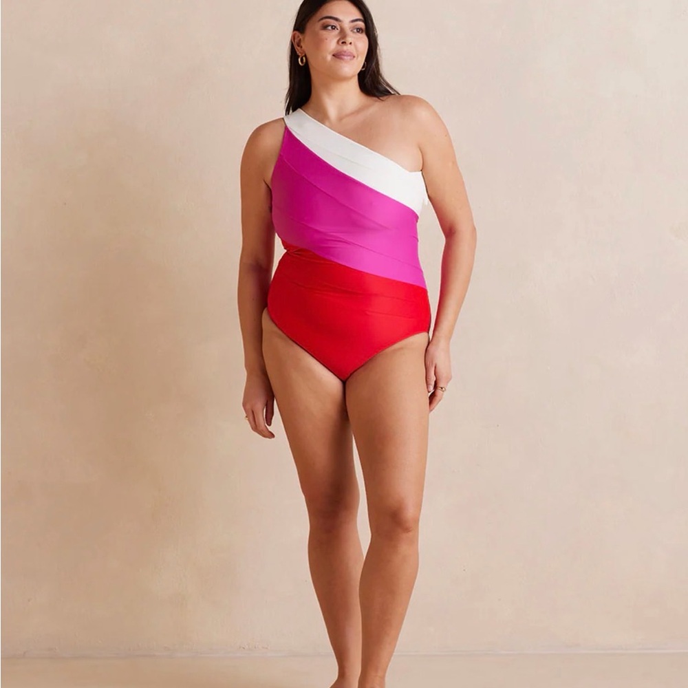 Summersalt Sidestroke  One-Shoulder colorbock swimsuit